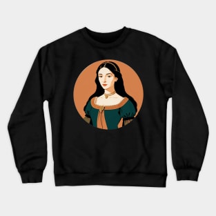 Beautiful Renaissance Woman in a Green Dress Crewneck Sweatshirt